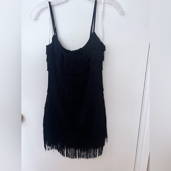 White Fox Black Fringe Mini Flapper Dress. Small size - Picture 3 of 8